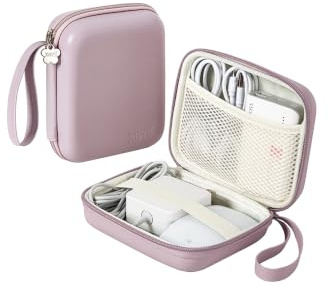 Linpr Portable Charger Case, Portable Tech Electronic Organizer Bag, Small Travel Storage Pouch for Laptop Accessories, MacBook Power Adapter, Charging Cords, USB Drives, Power Bank (Purple, L)