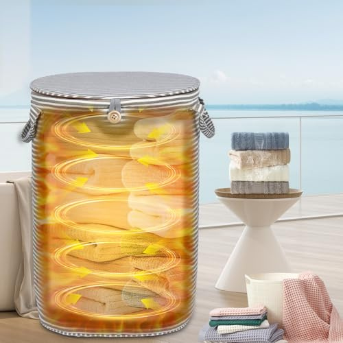 38L Foldable Towel Warmer Bucket,Heated Towel Warmers for Bathroom,Travel & Outdoors, 4 Heat Settings, Auto Shut Off,360° Ring Heating,Waterproof Fabric,Fits Oversized Towels, Robes, Blankets