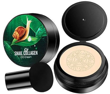Neue, verbesserte Snail Collagen CC Cream, Pilzkopf-Schnecken-Cushion-Foundation, Abdeckende Cushion-Creme, Feuchtigkeitsspendend und langanhaltend, Ideal für Anfänger