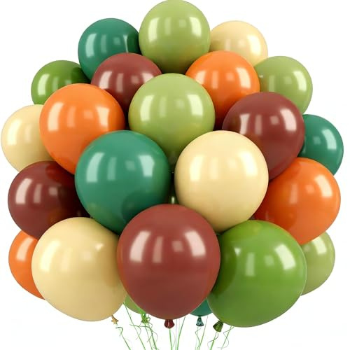 Luftballons Orange Grün,60 Stück 12 Zoll Sage Grün Luftballons Mit Nackt Kaffee Braun Latex Ballons für Dschungel Safari Wilde Wald Geburtstag Hochzeit Neutrale Baby Dusche Party Deko