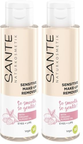 Sante Naturkosmetik, Sensitive Makeup Entferner für sensible Haut entfernt Augen LippenMakeup auch für wasserfestes Makeup geeignet mit wertvollen BioÖlen Vegan, transparent, 110 milliliter