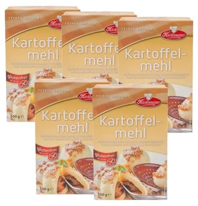 Bielmeier Küchenmeister Kartoffelmehl 5×500 g – glutenfrei & natürlich fein – 2,5 kg feine Kartoffelstärke für glutenfreie Backrezepte, Soßen, Suppen, Desserts & Verdickung – Made in Germany