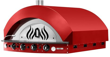 GGM Gastro GPOE175R Gas Pizza Oven, 11 x 25 cm, Manual, Red