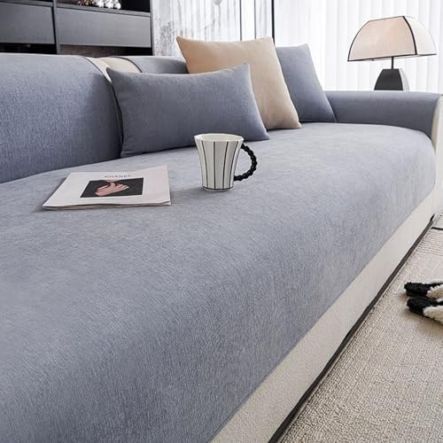 Wasserdicht Sofa Überzug,Chenille Sofaüberwurf Sofadecken für Sitzfläche Couch Überzug Katze Hundeschutz Sofabezug Ecksofa für L/U-Form Sektionssofa Überwurfdecken für Sofa,Light Grey,90x120cm