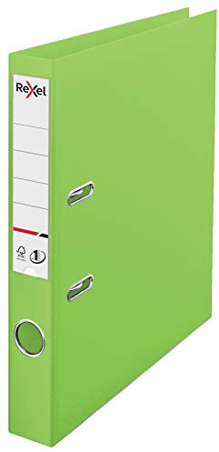 Rexel Choices, A4 Lever Arch File, 50 mm Spine, 350 Sheet Capacity, Plastic Cover, File Folder, 2115509, Light Green