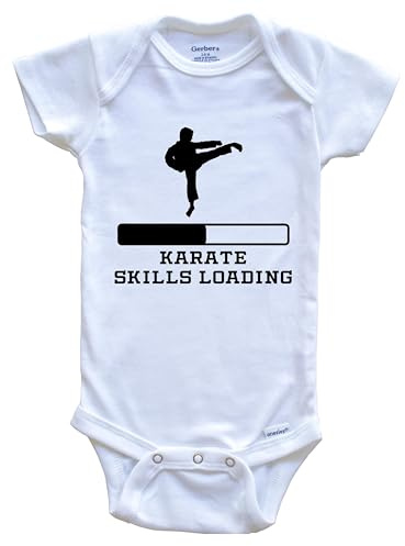 Karate Skills Loading Funny Martial Arts Humor One Piece Baby Bodysuit, 3-6 Months White