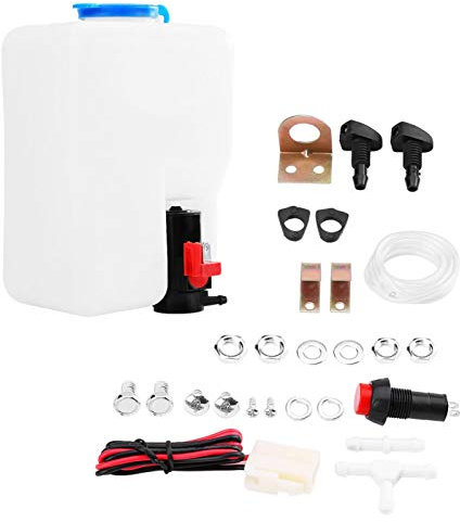 KIMISS Bomba limpiaparabrisas universal, para coches clásicos, kit con depósito y herramientas, 12V, fácil instalación, recipiente lavaparabrisas