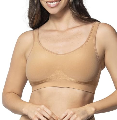 Underoutfit Wireless Compression Everyday Bras for Women - Small to Plus Sizes Sleep and Sports Bra, Coffee, L