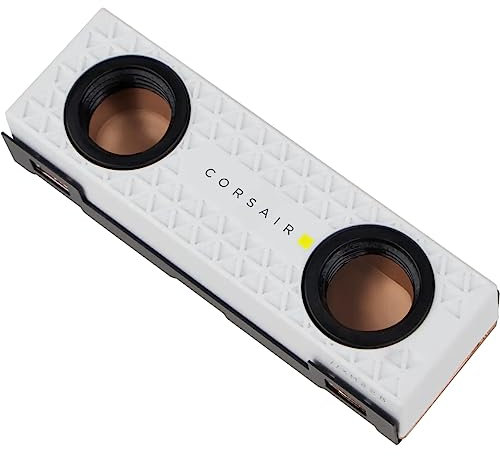 Corsair Hydro X Series XM2 pour disque SSD M.2 Waterblock (Intégrez votre disque SSD M.2 à une boucle de refroidissement PC personnalisée, Plaque cuivre, Installation facile sur SSD M.2 2280) Blanc