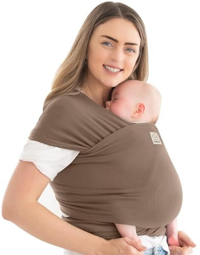 KeaBabies Babytrage Ab Geburt - Atmungsaktive Babytragetücher, Babytrage Neugeborene Ab Geburt, Babytuch Tragetuch Baby Neugeborene, Kleinkind Handfreie Babytrage, Babywickel Träger (Saddle Brown)