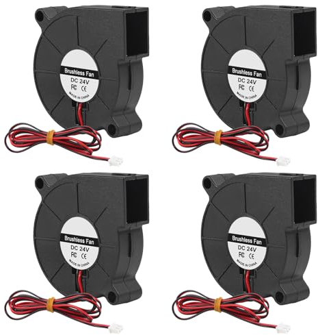 4 Pack 50 mm x 15 mm Gebläse, 24 V, 5015, Doppelkugellager, Gleichstrom, bürstenloser Kühl-Turbolüfter, 2-poliges 39-Zoll-Kabel für 3D-Drucker-Zubehör