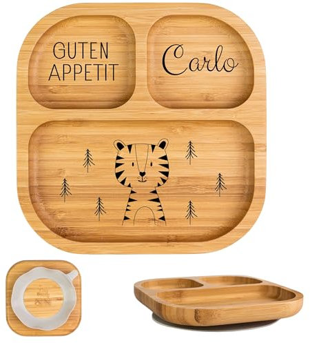 wunderwunsch - Personalisierter Baby Teller mit Saugnapf - Praktisches Kleinkind Zubehör mit Namen - Kinder Teller Rutschfest - Personalisierte Geschenke Geburt