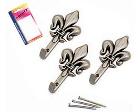 12BLISTER GANCI PER QUADRI GIGLIO ARGENTO GRANDI IN BLISTER - mm.47, in bl.3 pz.