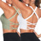 Crewhpo Sportbh Damen Gepolstert Sport-BHS Ohne Bügel Rückenfreier Fitness Bustier Cross Back Design Mit Polstern Nahtlose Sportunterwäsche für Yoga Fitness Pilates Gym S-XL
