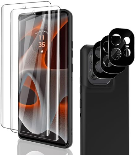 Phlleyaa Protector de Pantalla para Moto Edge 50 Pro,Cristal Vidrio Templado 2 Piezas y Protector de Lente de Cámara 3 Piezas,9H Dureza Anti-Arañazos para Moto Edge 50 Pro Vidrio Templado