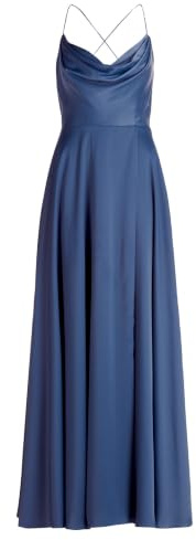 Vera Mont Damen Abendkleid mit Wasserfallausschnitt 36, Blue Stone