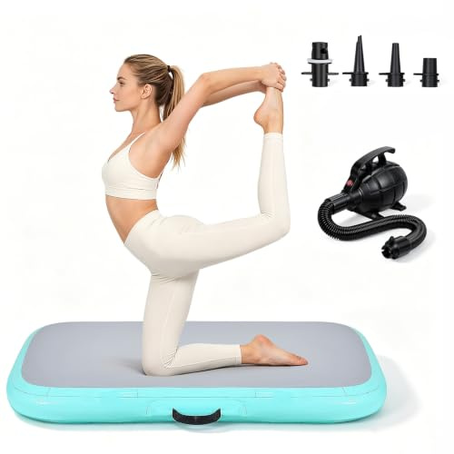 100x60x10cm AirBlock Aufblasbare Gymnastikmatte, Turnmatte Aufblasbar für zuhause – Air Matte Track für Kinder & Erwachsene ideal für Gymnastik, Yoga & Fitness, mit elektrischer Pumpe