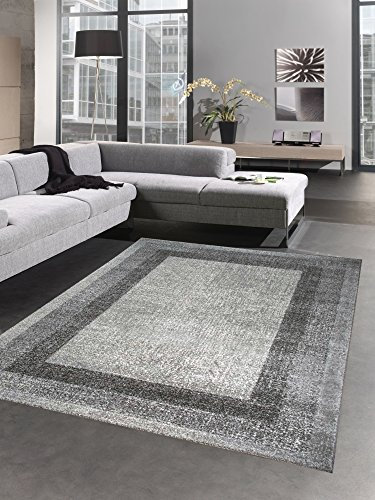 CARPETIA Moderner Teppich Kurzflor Wohnzimmerteppich grau Größe 120x170 cm