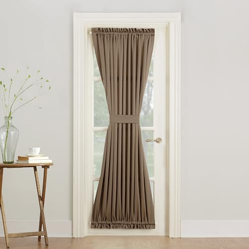 Sun Zero Barrow Energy Efficient Rod Pocket Door Curtain Panel, 54 x 72, Mocha
