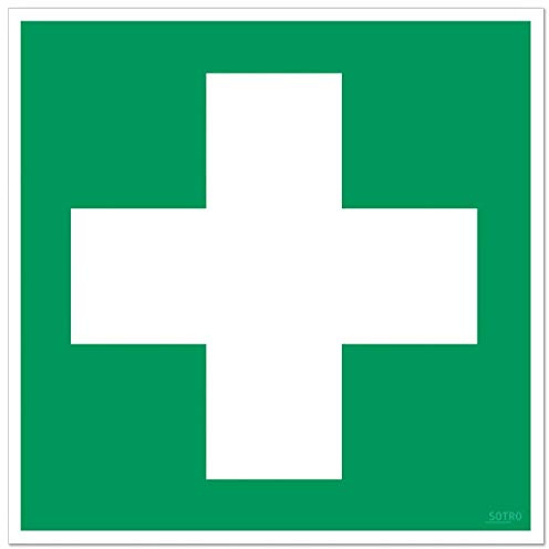 Erste Hilfe Aufkleber Sticker Zeichen Grünes Kreuz Hinweisschild, 10 St. 20x20 cm