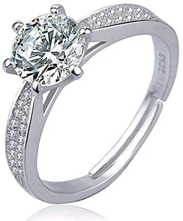 Ogquaton Anello da donna classico con zirconia cubica regolabile, gioiello da matrimonio, durevole e utile