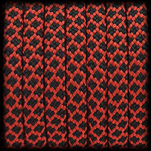 Ganzoo Paracord 550 Seil Diamond 30 Meter Nylon/Polyester-Seil mit 7 Kern-Stränge für Armband, Leine, Halsband, 4mm Stärke | Mehrzweck-Seil | Survival-Seil | Parachute Cord | Rot Schwarz