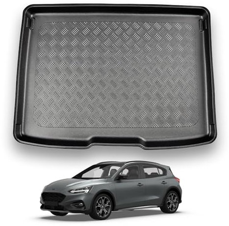 NOMAD Ford Focus (2018+) [MK4] [Estate] Boot Liner [Upper Boot Position] Tailored Fit Car Floor Mat Protector Non Slip Waterproof Raised Edges Compatible Custom Fit Accessory Black Dog & Pet Friendly
