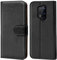 Verco Handyhülle für OnePlus 8 Pro Hülle, Klapphülle für OnePlus 8 Pro Tasche PU Leder Flip Case Brieftasche, Schwarz