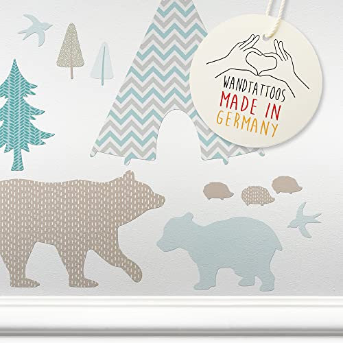 LOVELY LABEL Wandtattoo Kinderzimmer I Made in Germany I Babyzimmer Deko I Kinderzimmer Deko I Design Wandsticker Mädchen & Junge I Indianertiere I Mint Beige