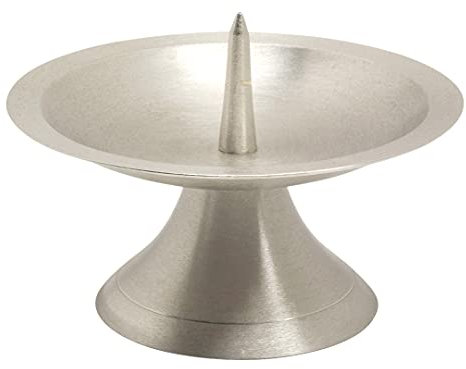 NKlaus Scheibenleuchter Ø11cm Messing Silber Kerzenleuchter matt Altarleuchter mit Dorn 10726