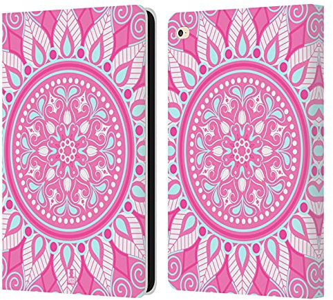 Head Case Designs Parata Rosa Mandala Custodia Cover in Pelle a Portagoglio Compatibile con Apple iPad Air 2 (2014)
