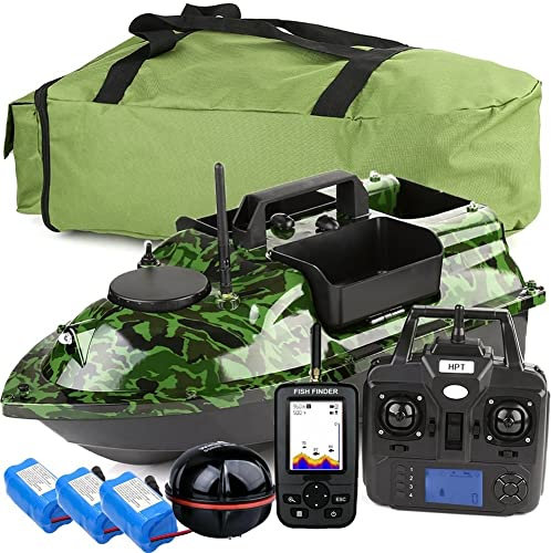 WQQWQQ 500m GPS de pêche sans Fil Boarder Carpe Speedboat rc Bateau Jouet 3 Hoppers LCD Fishfinders avec capteur de Sonar, Bateau Amorceur, Bait (Color : Boat Set 3)