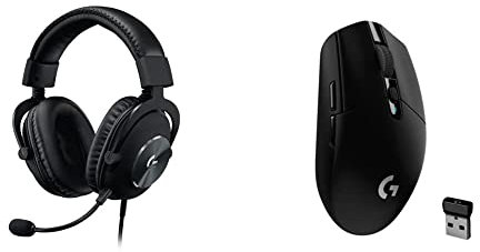 Logitech G PRO X Cuffia Gaming Cablata con Microfono Blue VO!CE, DTS Headphone:X 7.1 e Driver PRO-G da 50 mm, Nero & 05 LIGHTSPEED Mouse Gaming Wireless, Sensore 12K HERO, 12.000 DPI,Nero