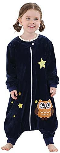 Kdtoll Gigoteuse a Pied Sac de Couchage Bebe Hiver Manche Longue Gigoteuse avec Jambes Imprimés d'Animaux Gigoteuse Unisexe pour Fille et Garçon 5-6 Ans