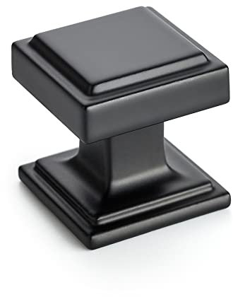 Home Expert Black Cabinet Knobs - 25 Pack Square Kitchen Drawer Knobs and Pulls - Matte Black Finish