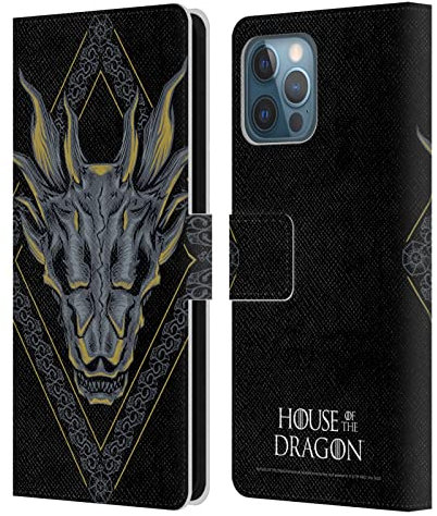 Head Case Designs Offizielle House of The Dragon: Television Series Drachen-Kopf Graphics Leder-Wallet-Hülle Kompatibel mit Apple iPhone 12 Pro Max