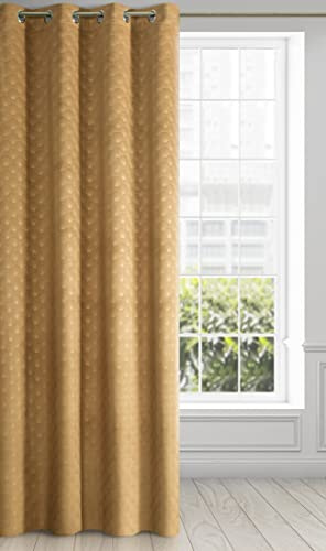 Eurofirany Samt Vorhang Geometrischen Fächermuster Ösen – 1 STK. Gardine Balkontür Gemustert Velvet Optik Einfarbig Flauschig Modern Wohnzimmer Schlafzimmer 140x250cm 3D Struktur Gold,ZAS/Julia/ZŁOT