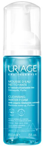 Uriage Reinigungsschaum mit Bio-Edelweiß - Ultra-weicher, luftiger Schaum, abspülbar - Entfernt perfekt Make-up, hinterlässt weiche Haut - Blumiger Duft - Seifenfrei - Physiologischer pH-Wert - 150ml
