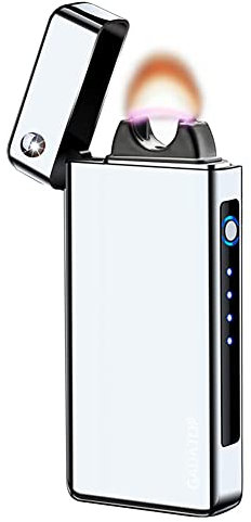 GADATOP Arc Plasma Flamme Feuerzeug USB wiederaufladbares, winddichtes elektrisches Feuerzeug für Kerzen (Silber)