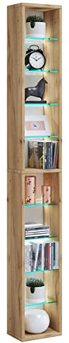 VCM Wood CD DVD Floor Standing Bookcase Storage Decorative Shelf Glass Rasato XL Wood CD DVD Floor Standing Bookcase Storage Decorative Shelf Glass Rasato XL Honey oak