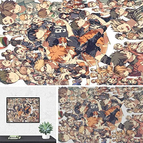 PAWCA 5D DIY Diamond Painting,Anime Haikyuu,Stickerei Kreuzstich Vollquadratisch Rund Strass Diamant Mosaik Home Decor(round drill)-50x60cm