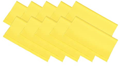 PATIKIL Eyeglass Microfiber Cleaning Cloth 7x6, 10 Pack Glasses Cleaning Cloth Soft Wipe Screen Cloth for Camera Lens Eyeglasses Screens in Individual Vinyl Pouch, Yellow