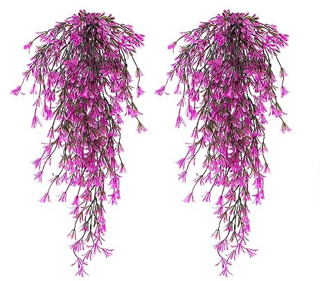 ZephyrHome Künstliche Hängepflanzen 2 Stück Efeu Künstlich Künstliche Ivy Hängepflanze Künstlich 80CM Efeu Pflanze für Drinnen Draußen Wand Garten Deko - Rosarot