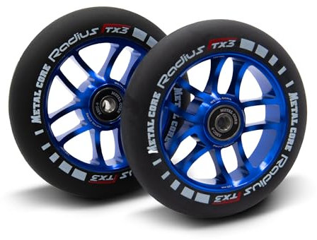 Metal Core | Pack mit zwei professionellen Rädern von 120 mm für Pro Scooters | Stunt Scooters | Freestyle Scooter | Trick-Scooter | Sprung-Scooter | Akrobatik-Scooter | Farbe Blau