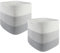 Lot de 2 paniers de rangement carrés tressés en corde de coton - 28 x 28 x 28 cm - Petits paniers tressés à trier - Pour chambre d'enfant, bureau - Décoratif - Gris clair - Blanc
