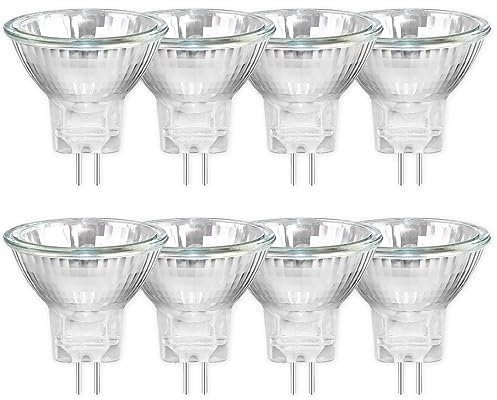 8 Stück MR11 GU4 Halogenlampen Reflektor Leuchtmittel 10W 12V, Warmweiß 2800K, Dimmbar Halogen Spot Strahler, 150LM, 30°Abstrahlwinkel, 35mm*35mm