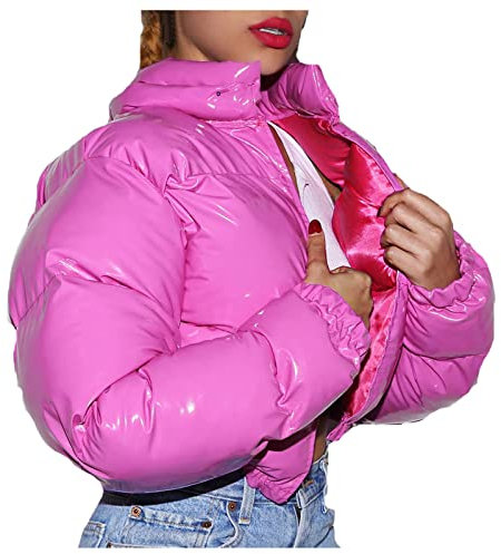 LOIJMK Chaqueta de plumón para mujer, abrigo corto y cálido, abrigo corto de invierno, chaqueta acolchada elegante para mujer, chaqueta de entretiempo, protección contra el frío, chaqueta para