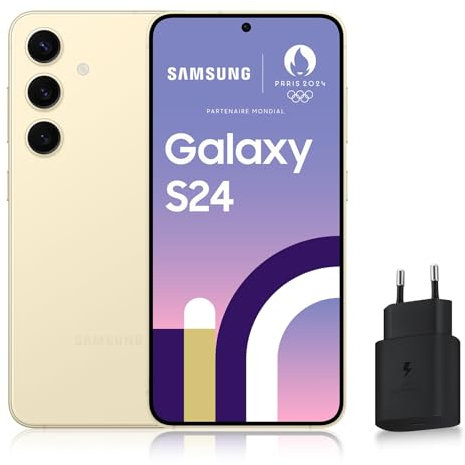 Samsung Galaxy S24, Smartphone Android 5G, 256 Go, Chargeur Secteur Rapide 25W Inclus [Exclusivité Amazon], Smartphone déverrouillé, Crème, Version FR