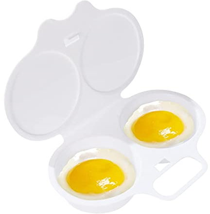 Microwave Poached Egg Maker, 2 Cavity Nonstick Poached Egg Maker With Lid, Egg Poacher Microwave Egg Cooker, Double Drain Poached Egg Cups, Microwave Egg Poacher Kitchen Cooking Gadgets