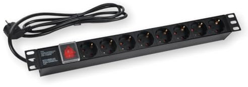 Koscom Steckdosenleiste 8-Fach mit beleuchtetem Sicherheitsschalter mit Sicherheitsabdeckung - 19 Zoll (483mm)